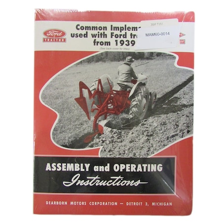 Aftermarket 39FTIM Common Implements Used with Fits Ford Tractors 1939-1953 Assembly Instruc MAM60-0014